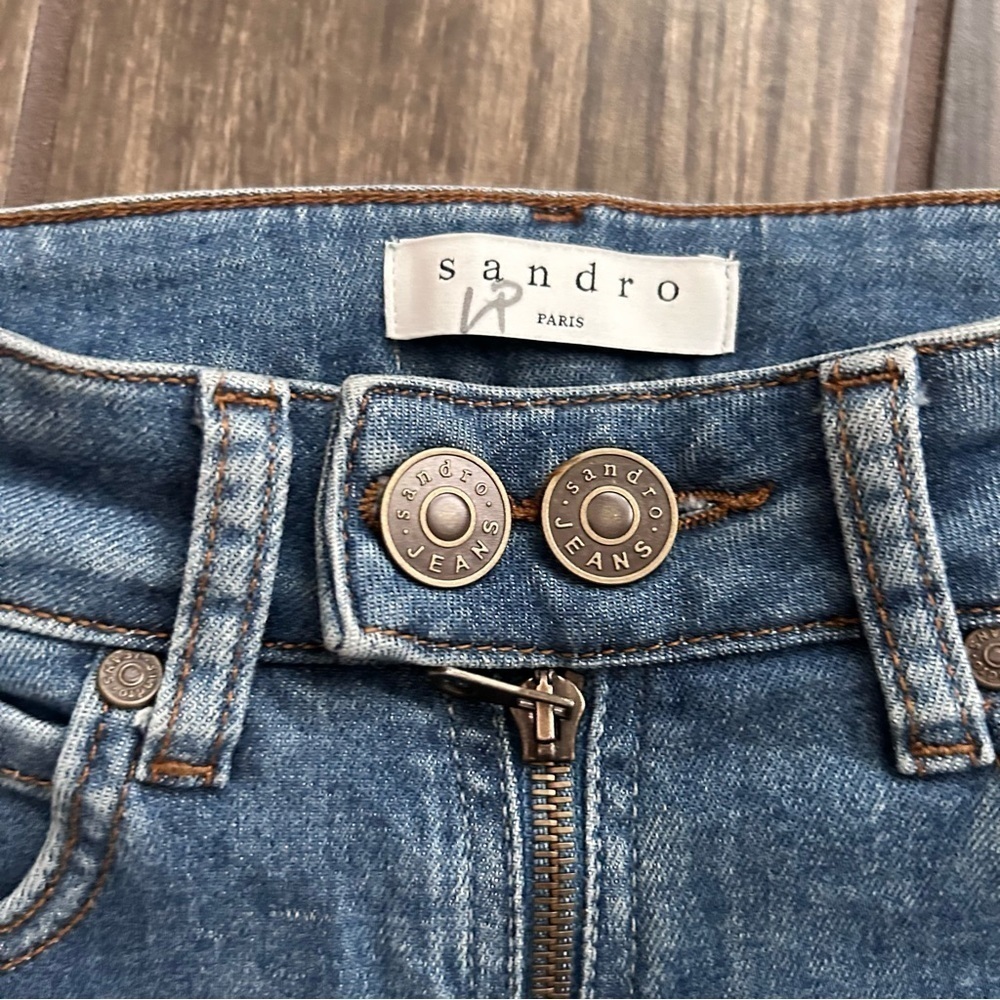 Sandro High Rise Pintuck Skinny Jeans in Vintage Blue Sz 4 - Picture 10 of 11
